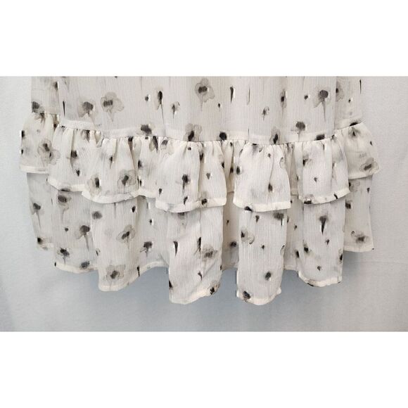 Simply Vera Wang Multicolor Cream/Black Chiffon Ruffle Dress Size Large - Picture 8 of 13